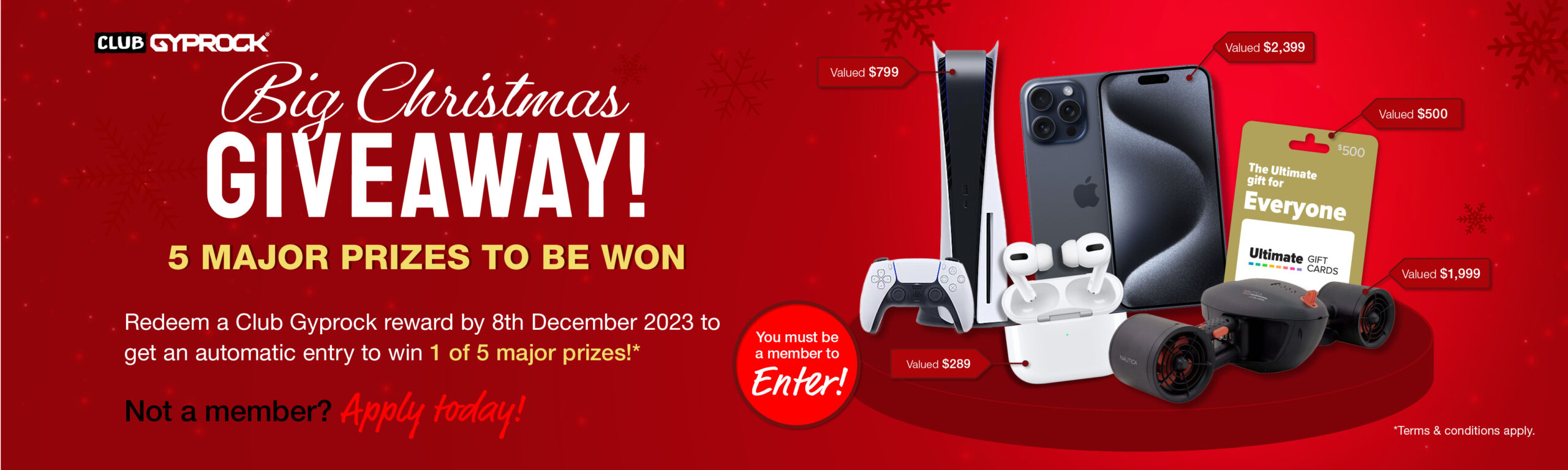 Gyprock Trade Centre Club Gyprock Christmas Promotion Major Prizes website banner
