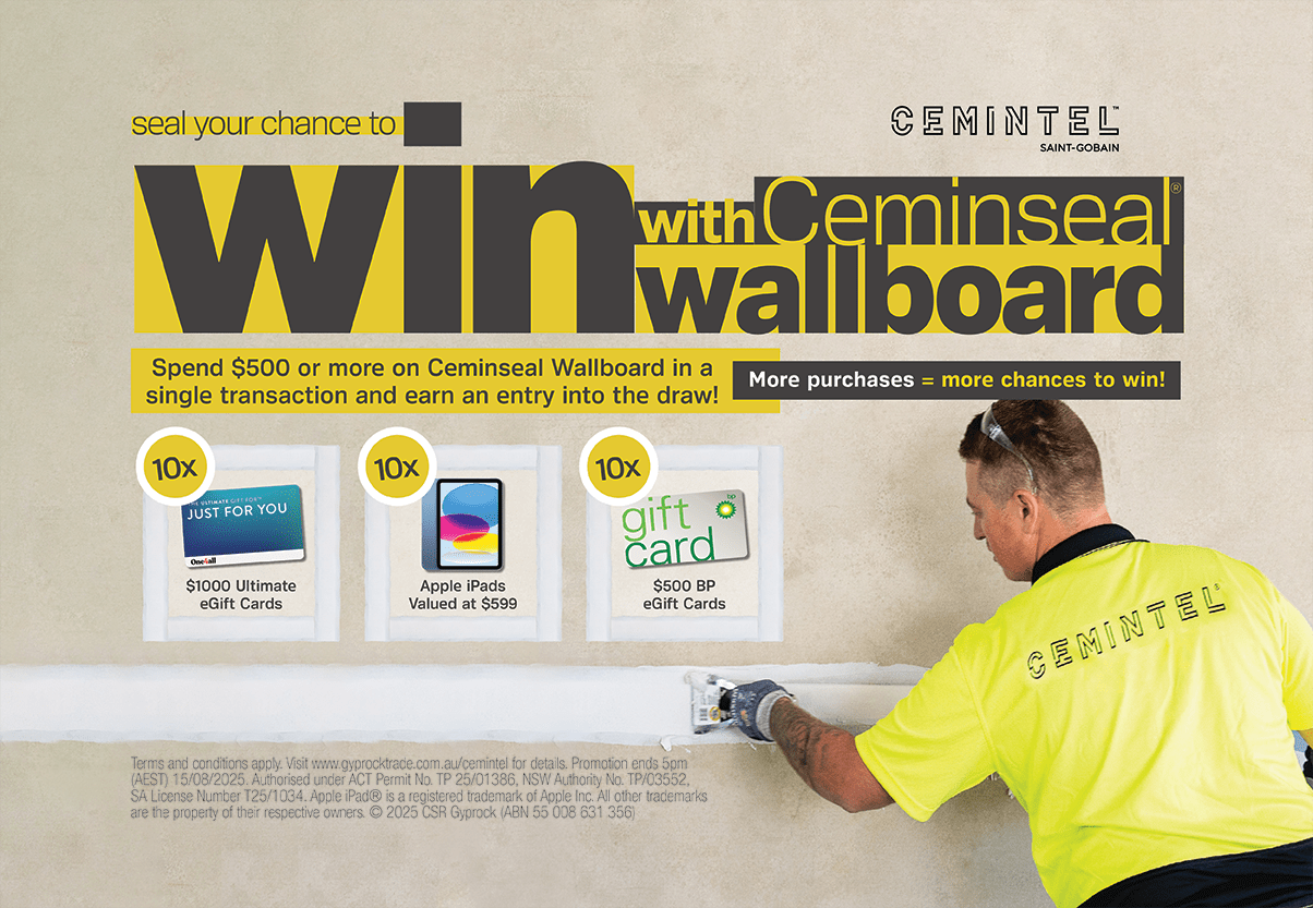 Gyprock Trade CEMINTEL Promotion JULY 2025 Mobile Banner with safe text space.