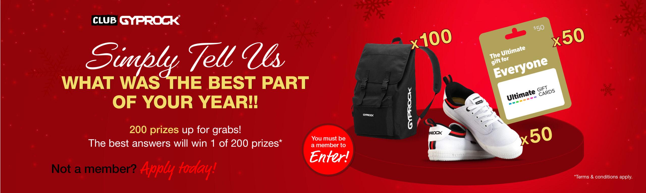 Gyprock Trade Centre Club Gyprock Christmas Promotion Secondary Prizes website banner
