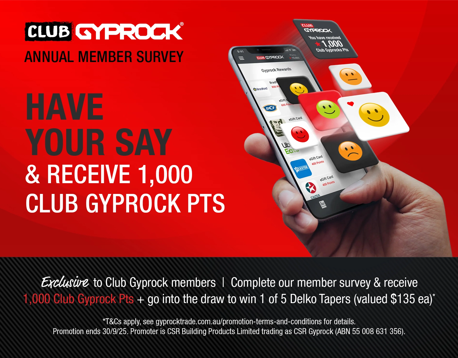 Club Gyprock Annual Member Survey 2025 mobile banner